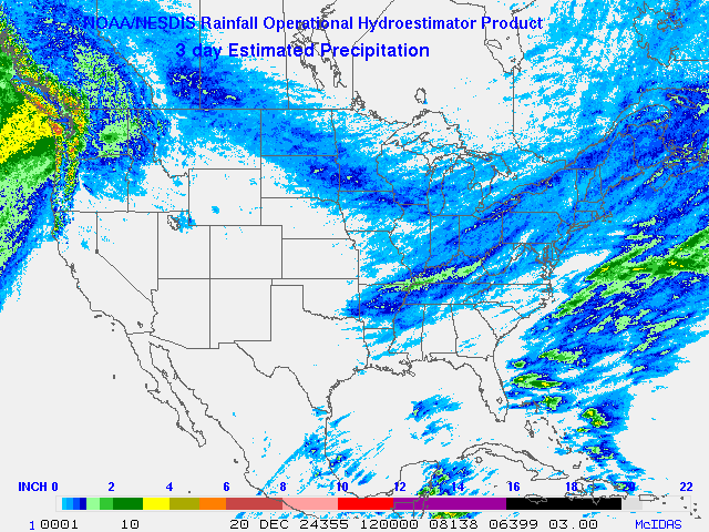 Hydro-Estimator - Contiguous United States - Three-Day Estimated Rainfall Images