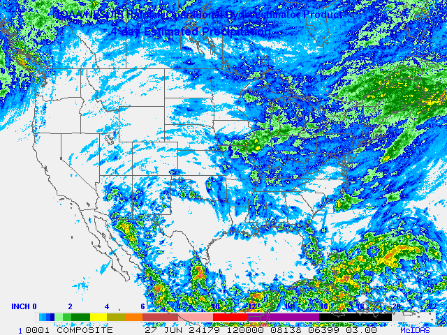 Hydro-Estimator - Contiguous United States - Four-Day Estimated Rainfall Images