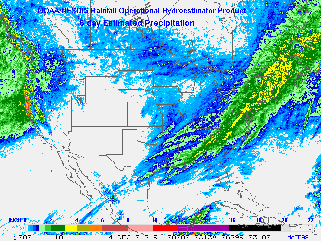 Hydro-Estimator - Contiguous United States - Six-Day Estimated Rainfall Images