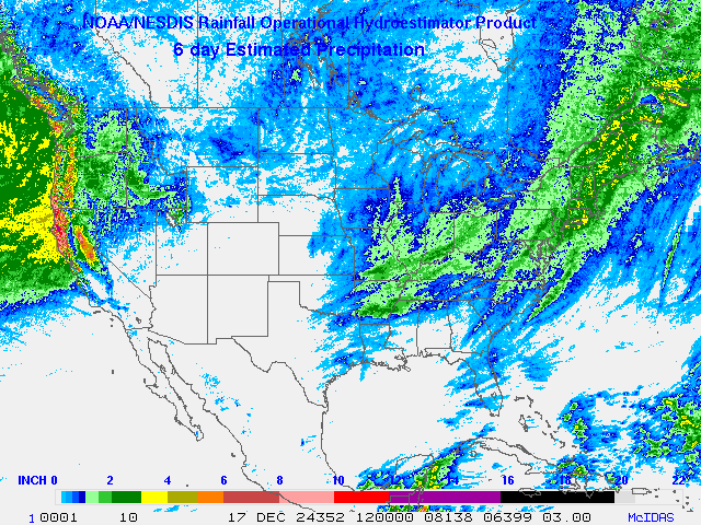 Hydro-Estimator - Contiguous United States - Six-Day Estimated Rainfall Images