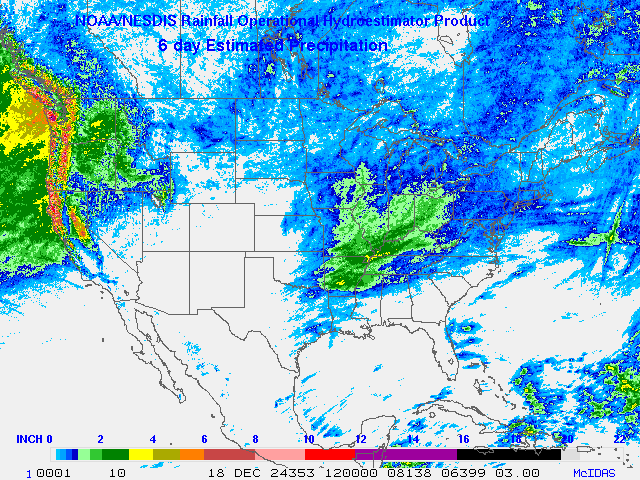 Hydro-Estimator - Contiguous United States - Six-Day Estimated Rainfall Images