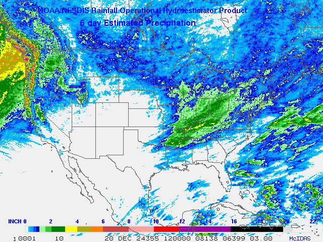 Hydro-Estimator - Contiguous United States - Six-Day Estimated Rainfall Images