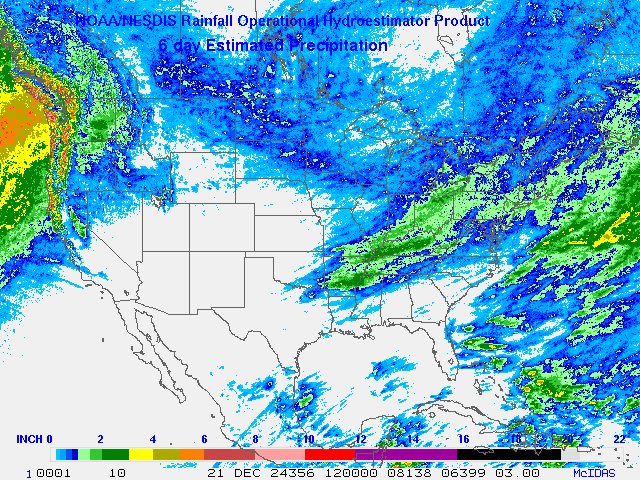 Hydro-Estimator - Contiguous United States - Six-Day Estimated Rainfall Images