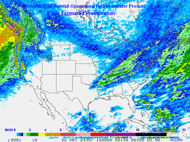 Hydro-Estimator - Contiguous United States - Six-Day Estimated Rainfall Images