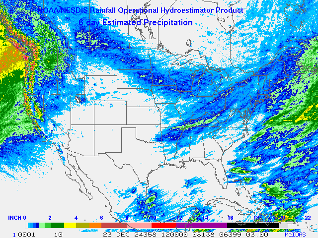 Hydro-Estimator - Contiguous United States - Six-Day Estimated Rainfall Images