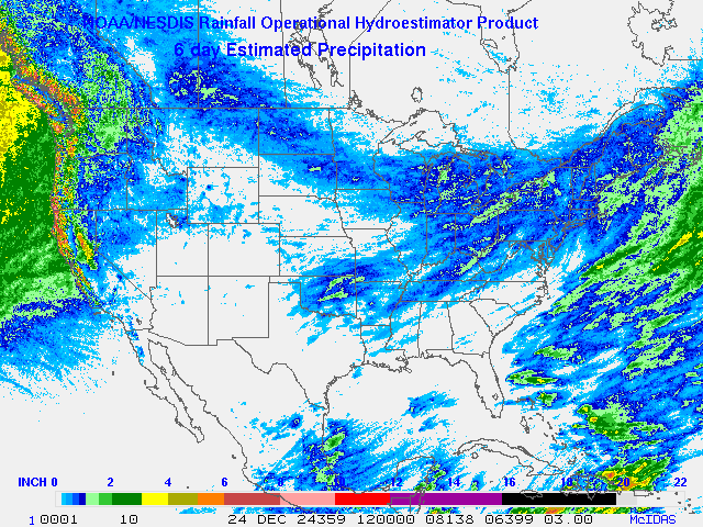 Hydro-Estimator - Contiguous United States - Six-Day Estimated Rainfall Images