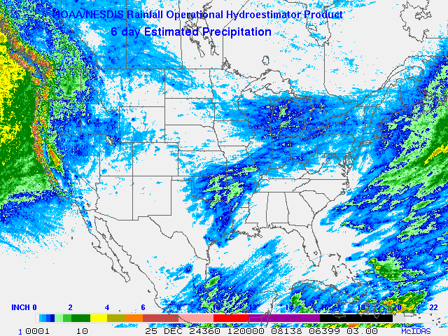 Hydro-Estimator - Contiguous United States - Six-Day Estimated Rainfall Images