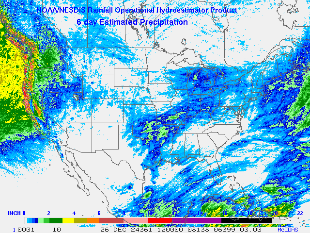 Hydro-Estimator - Contiguous United States - Six-Day Estimated Rainfall Images