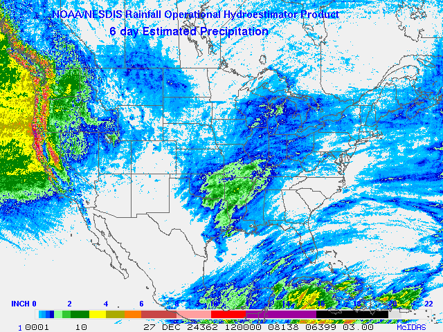 Hydro-Estimator - Contiguous United States - Six-Day Estimated Rainfall Images