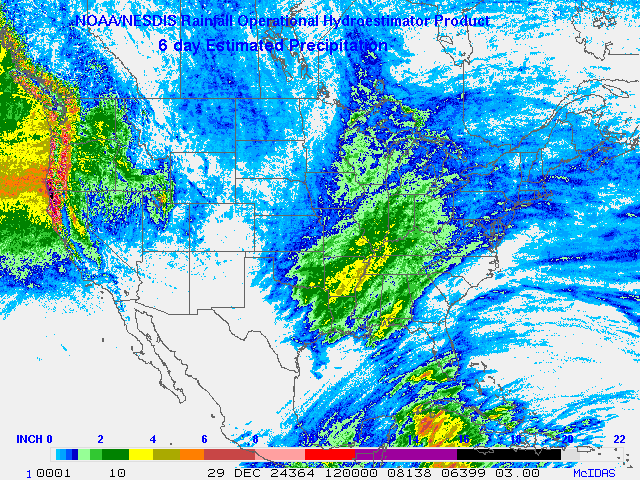 Hydro-Estimator - Contiguous United States - Six-Day Estimated Rainfall Images