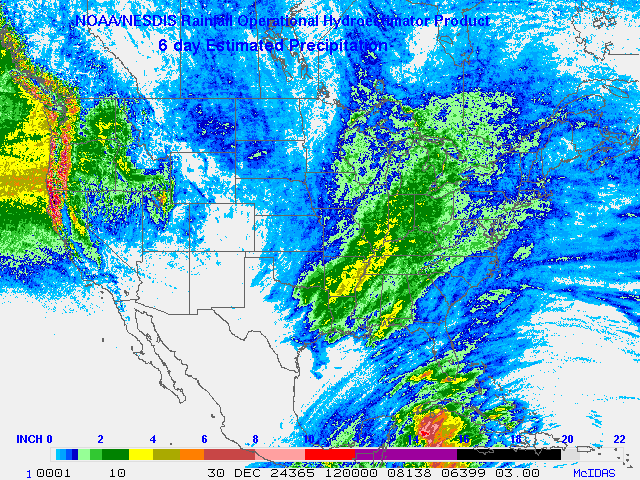 Hydro-Estimator - Contiguous United States - Six-Day Estimated Rainfall Images