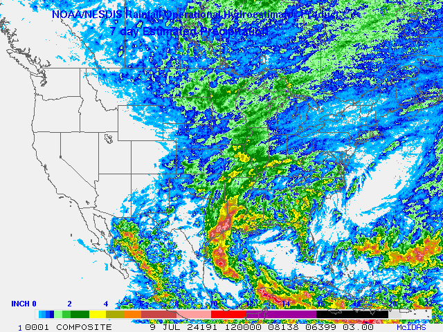 Hydro-Estimator - Contiguous United States - Seven-Day Estimated Rainfall Images