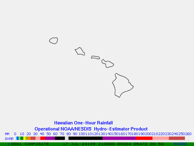 Hydro-Estimator - Eastern Pacific - Hawaii - One Hour Estimated Rainfall Images