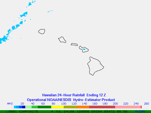 Hydro-Estimator - Eastern Pacific - Hawaii - 24 Hour Estimated Rainfall Images