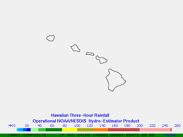 Hydro-Estimator - Eastern Pacific - Hawaii - Three Hour Estimated Rainfall Images