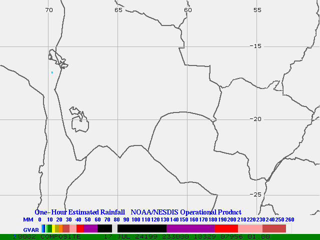Hydro-Estimator - South America - Bolivia & Paraguay - One Hour Estimated Rainfall Images