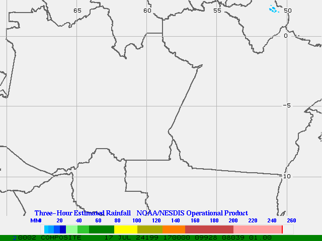 Hydro-Estimator - South America - Northern Brazil - Three Hour Estimated Rainfall Images