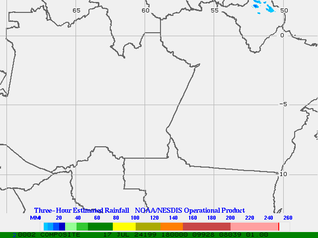 Hydro-Estimator - South America - Northern Brazil - Three Hour Estimated Rainfall Images