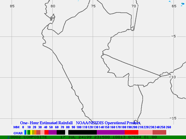 Hydro-Estimator - South America - Peru - One Hour Estimated Rainfall Images