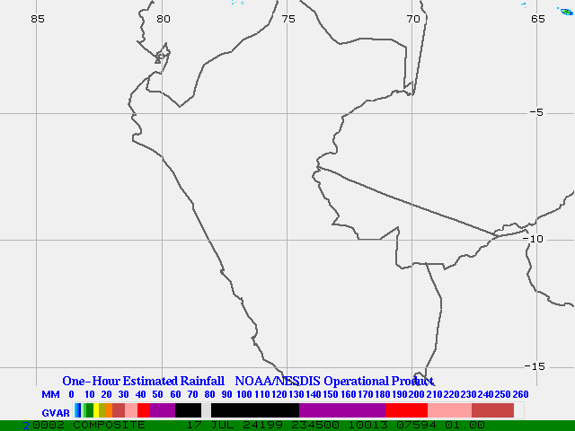 Hydro-Estimator - South America - Peru - One Hour Estimated Rainfall Images