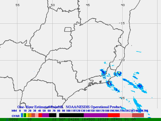 Hydro-Estimator - South America - Southeastern Brazil - One Hour Estimated Rainfall Images