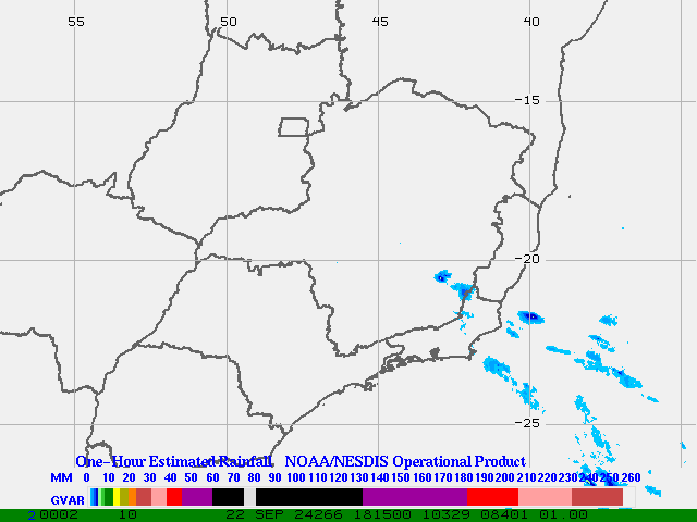 Hydro-Estimator - South America - Southeastern Brazil - One Hour Estimated Rainfall Images