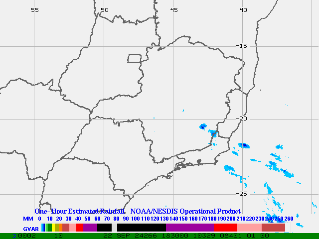 Hydro-Estimator - South America - Southeastern Brazil - One Hour Estimated Rainfall Images