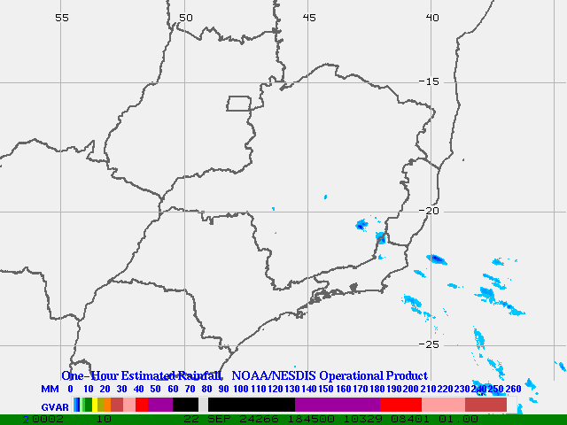 Hydro-Estimator - South America - Southeastern Brazil - One Hour Estimated Rainfall Images