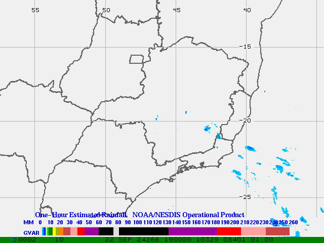 Hydro-Estimator - South America - Southeastern Brazil - One Hour Estimated Rainfall Images