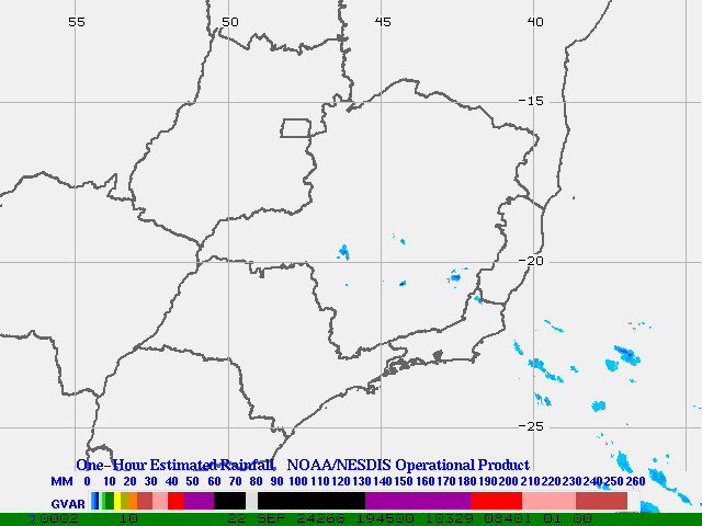 Hydro-Estimator - South America - Southeastern Brazil - One Hour Estimated Rainfall Images