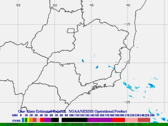 Hydro-Estimator - South America - Southeastern Brazil - One Hour Estimated Rainfall Images