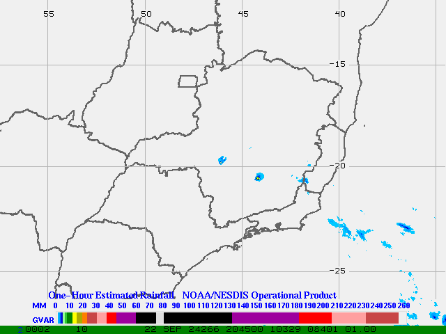 Hydro-Estimator - South America - Southeastern Brazil - One Hour Estimated Rainfall Images