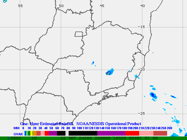 Hydro-Estimator - South America - Southeastern Brazil - One Hour Estimated Rainfall Images