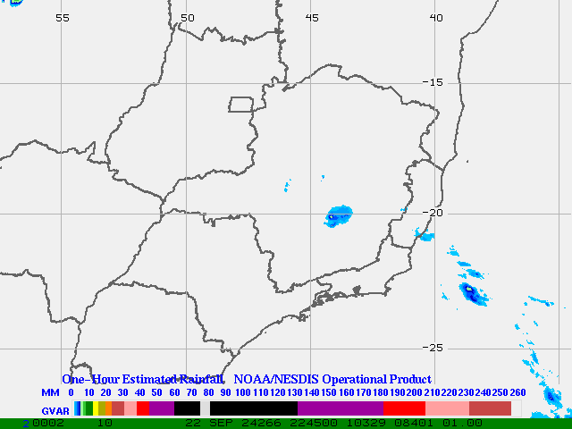 Hydro-Estimator - South America - Southeastern Brazil - One Hour Estimated Rainfall Images