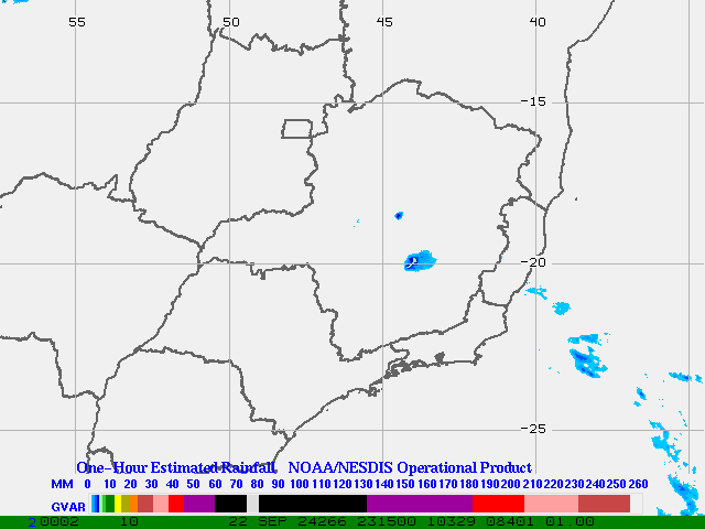 Hydro-Estimator - South America - Southeastern Brazil - One Hour Estimated Rainfall Images