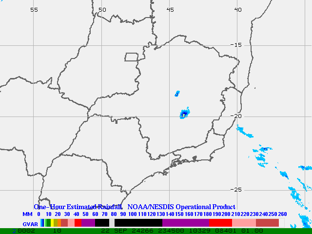 Hydro-Estimator - South America - Southeastern Brazil - One Hour Estimated Rainfall Images