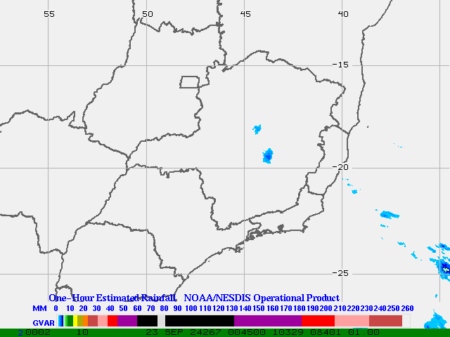 Hydro-Estimator - South America - Southeastern Brazil - One Hour Estimated Rainfall Images