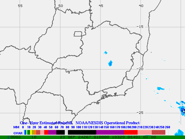 Hydro-Estimator - South America - Southeastern Brazil - One Hour Estimated Rainfall Images