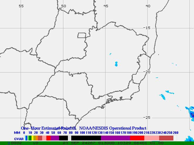 Hydro-Estimator - South America - Southeastern Brazil - One Hour Estimated Rainfall Images