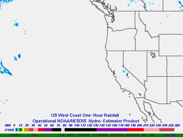 Hydro-Estimator - Eastern Pacific - U.S. West Coast - One Hour Estimated Rainfall Images