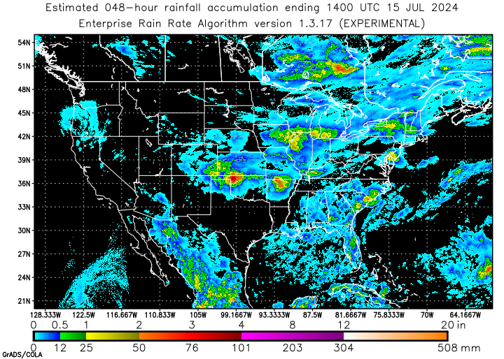 Self-Calibrating Multivariate Precipitation Retrieval (SCaMPR) - CONUS - 48-hour Estimated Rainfall