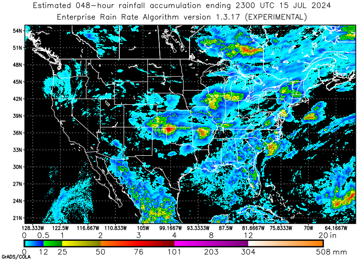 Self-Calibrating Multivariate Precipitation Retrieval (SCaMPR) - CONUS - 48-hour Estimated Rainfall