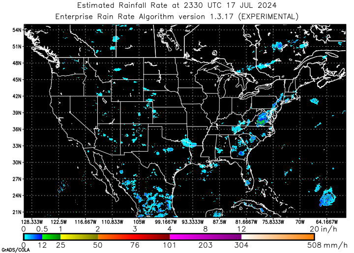 Self-Calibrating Multivariate Precipitation Retrieval (SCaMPR) - CONUS - Estimated Instantaneous Rain Rate