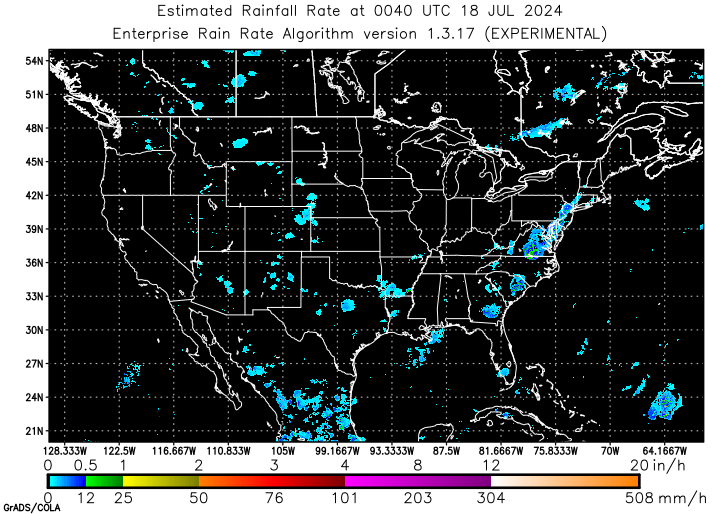Self-Calibrating Multivariate Precipitation Retrieval (SCaMPR) - CONUS - Estimated Instantaneous Rain Rate