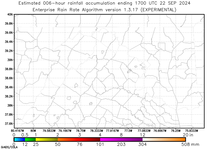 Self-Calibrating Multivariate Precipitation Retrieval (SCaMPR) - DC-area - Six Hour Estimated Rainfall