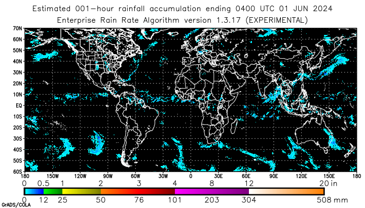 Self-Calibrating Multivariate Precipitation Retrieval (SCaMPR) - Global - One-hour Estimated Rainfall
