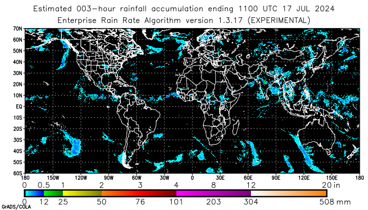 Self-Calibrating Multivariate Precipitation Retrieval (SCaMPR) - Global - Three-hour Estimated Rainfall