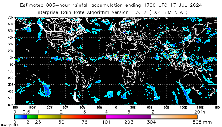 Self-Calibrating Multivariate Precipitation Retrieval (SCaMPR) - Global - Three-hour Estimated Rainfall