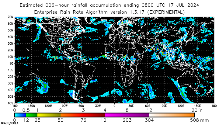 Self-Calibrating Multivariate Precipitation Retrieval (SCaMPR) - Global - Six-hour Estimated Rainfall
