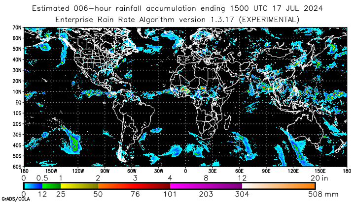 Self-Calibrating Multivariate Precipitation Retrieval (SCaMPR) - Global - Six-hour Estimated Rainfall
